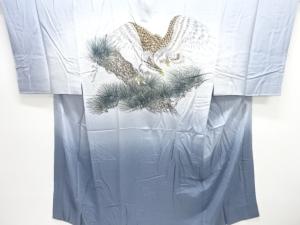 アンティーク　松に鷹模様単衣男物長襦袢